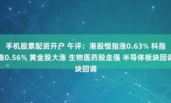 手机股票配资开户 午评：港股恒指涨0.63% 科指涨0.56% 黄金股大涨 生物医药股走强 半导体板块回调