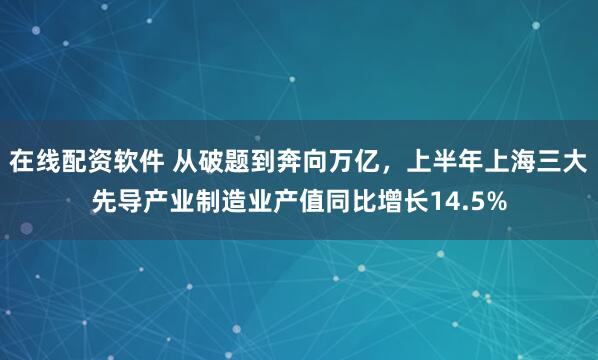 在线配资软件 从破题到奔向万亿，上半年上海三大先导产业制造业产值同比增长14.5%